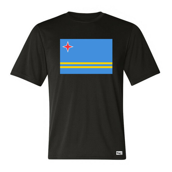 EAKS® Herren T-Shirt "ARUBA FLAGGE" Fahne Fußball Sport WM Karibik Südamerika