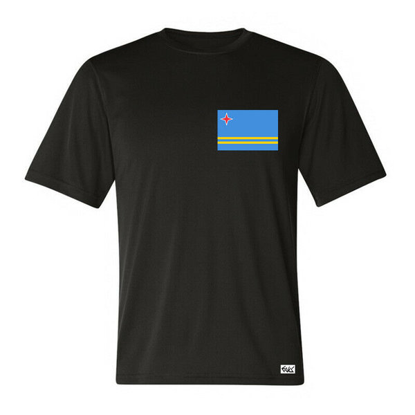 EAKS® Herren T-Shirt "ARUBA FLAGGE" Fahne Fußball Sport WM Karibik Südamerika