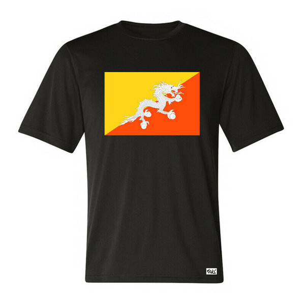 EAKS® Herren T-Shirt "Motiv: BHUTAN FLAGGE" Fahne Druk Yul Donnerdrachen Asien Fußball