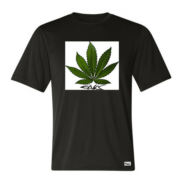 EAKS® HERREN T-SHIRT "CANNABIS LEAF" Cannabisblatt Gras Weed Ganja Pot Kiffer Shirt