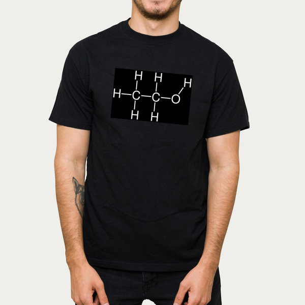 EAKS® Herren T-Shirt "Motiv: ETHANOL STRUKTURFORMEL" Alkohol Fun Party Disco Chemie Saufen