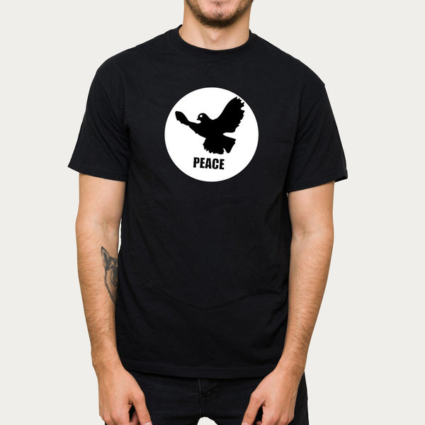 EAKS® Herren T-Shirt "FRIEDENSTAUBE" Peace-Symbol weiße Taube Anti-Krieg Demos Demonstrationen