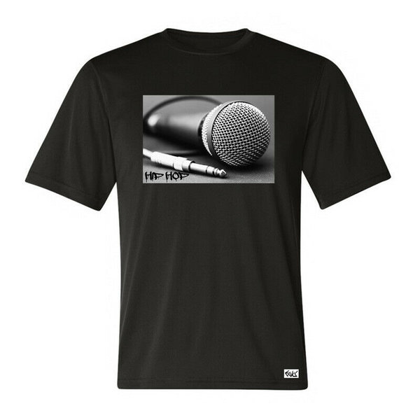 EAKS® Herren T-Shirt "Motiv: HIP HOP MIC" Rap Mikrofon microphone Old School Music Rapper Sänger