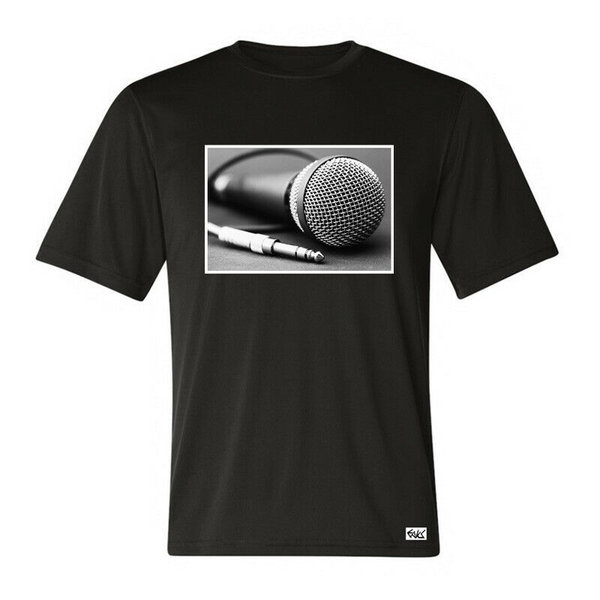 EAKS® Herren T-Shirt "Motiv: HIP HOP MIC" Rap Mikrofon microphone Old School Music Rapper Sänger