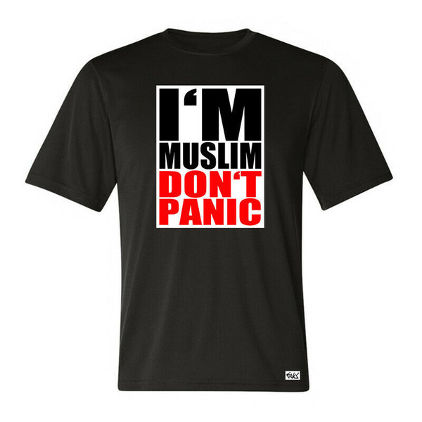 EAKS® Herren T-Shirt "I'M MUSLIM DON'T PANIC" Islam Moslem Arabien Türkei Religion Glaube Fun Satire
