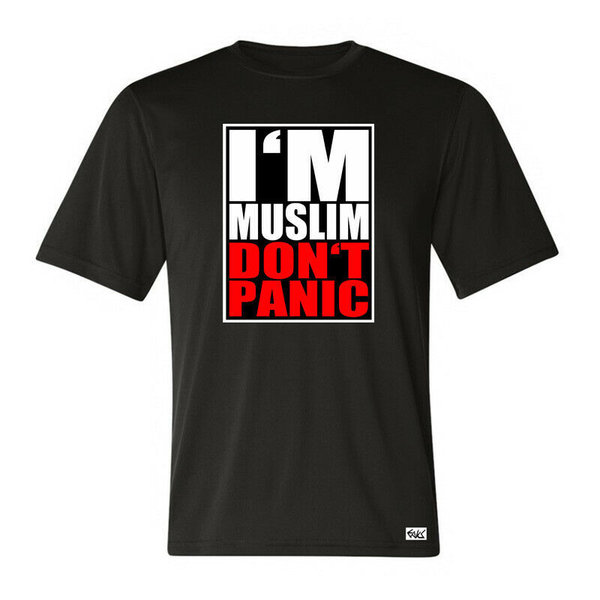 EAKS® Herren T-Shirt "I'M MUSLIM DON'T PANIC" Islam Moslem Arabien Türkei Religion Glaube Fun Satire