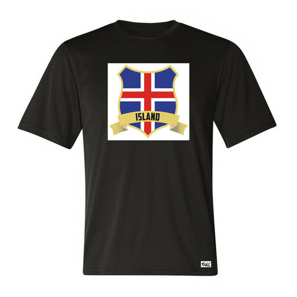 EAKS® Herren T-Shirt "ICELAND / ISLAND" Fahne Flagge Wappen Sport EM WM Fußball Ländershirt