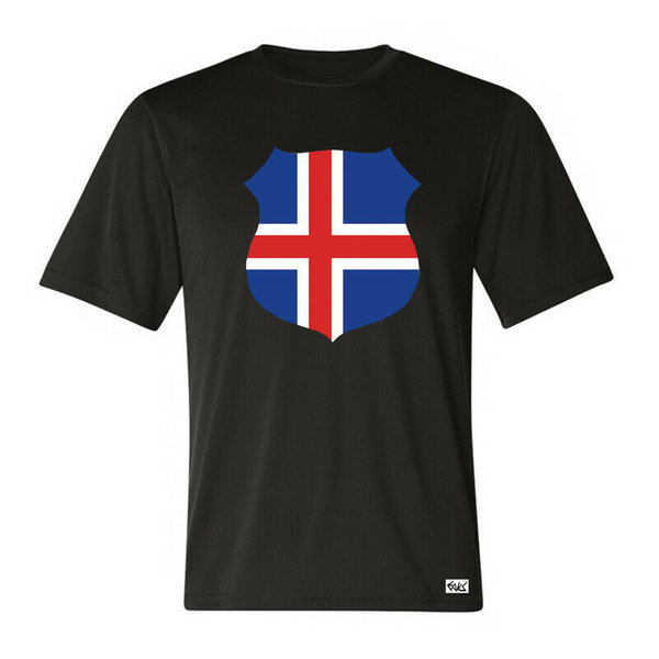 EAKS® Herren T-Shirt "ICELAND / ISLAND" Fahne Flagge Wappen Sport EM WM Fußball Ländershirt