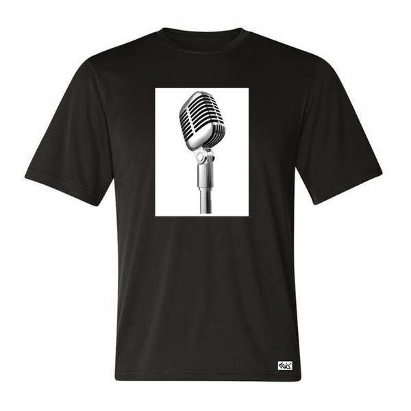 EAKS® Herren T-Shirt "OLD SCHOOL MIC" Mikrofon microphone Sänger Hip Hop Musiker 50er 60er 70er Rock