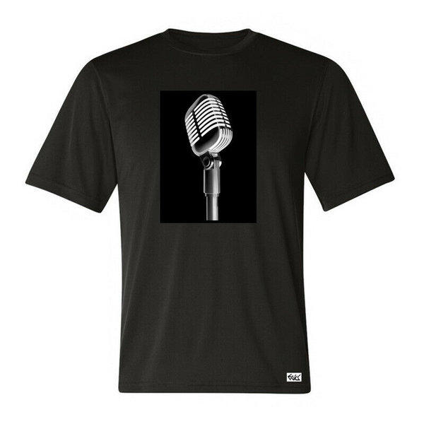 EAKS® Herren T-Shirt "OLD SCHOOL MIC" Mikrofon microphone Sänger Hip Hop Musiker 50er 60er 70er Rock