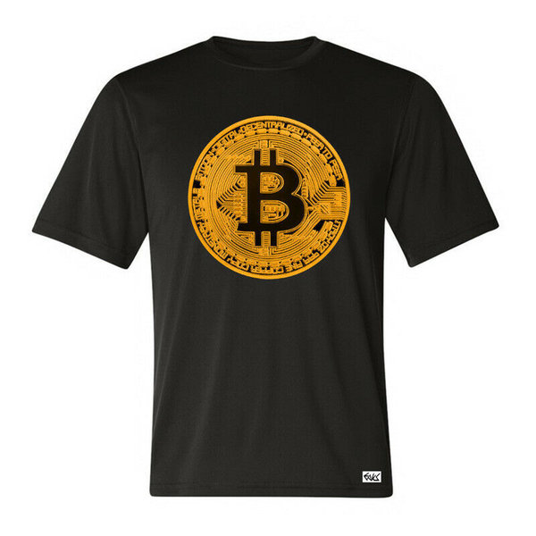 EAKS® Herren T-Shirt Motiv: "Bitcoin-Münze" Farbwahl Krypto BTC Crypto Kryptobörse Börse Aktien