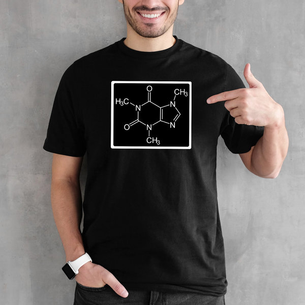 EAKS® Herren T-Shirt "Motiv: CAFFEINE-FORMULA" Formel Koffein Coffein Strukturformel Chemiker Chemie