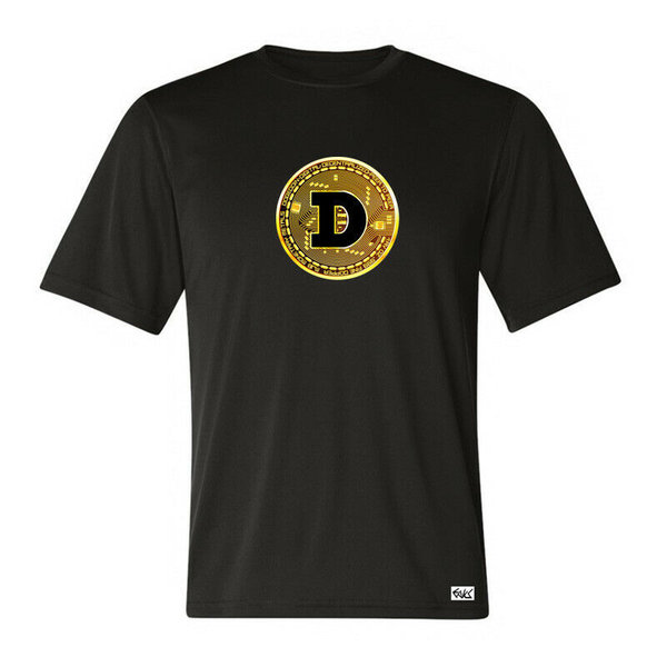EAKS® Herren T-Shirt "Motiv: DOGECOIN MÜNZE GOLD" Kryptowährung Crypto Krypto Börse Aktien