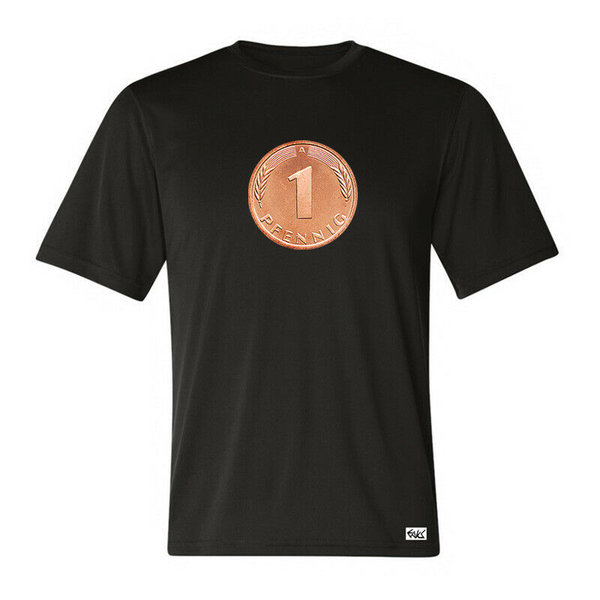 EAKS® Herren T-Shirt "Motiv: GLÜCKSPFENNIG" 1 Pf Deutscher Pfennig Währung DM Numismatik