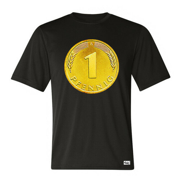 EAKS® Herren T-Shirt "Motiv: GOLDPFENNIG / GLÜCKSPFENNIG" 1 Pf Deutscher Pfennig Gold DM Numismatik