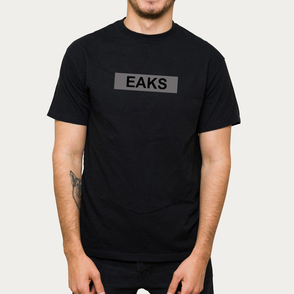 EAKS® Herren T-Shirt "LOGO / SCHRIFTZUG" black Basic Shirt schwarz Casual Shirt lässiger Style