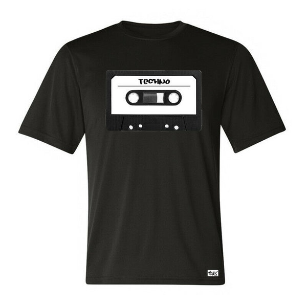 EAKS® Herren T-Shirt "Motiv: MC KASSETTE TECHNO / HOUSE" Old School Musik Tape Music Cassette