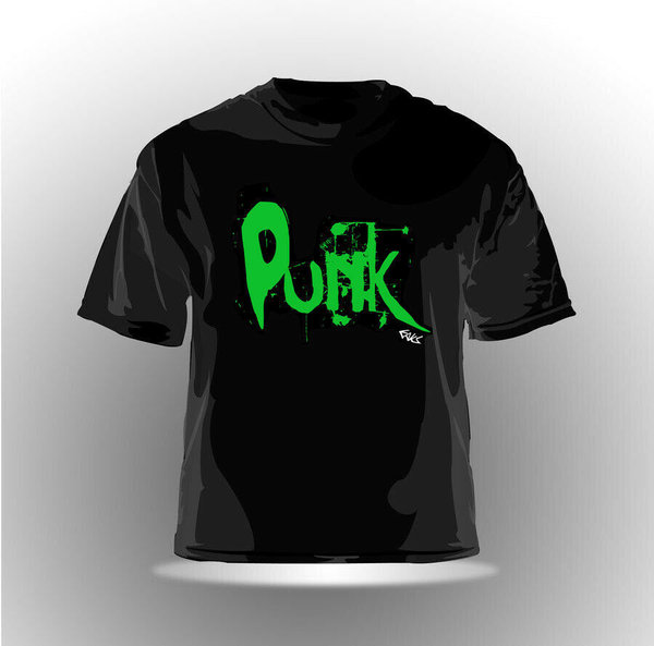 EAKS® Herren T-Shirt "Motiv: PUNK" rot / grün Graffiti Punkrock Old School 70er 80er 90er 2000er