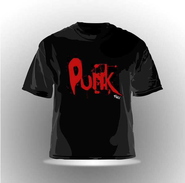 EAKS® Herren T-Shirt "Motiv: PUNK" rot / grün Graffiti Punkrock Old School 70er 80er 90er 2000er