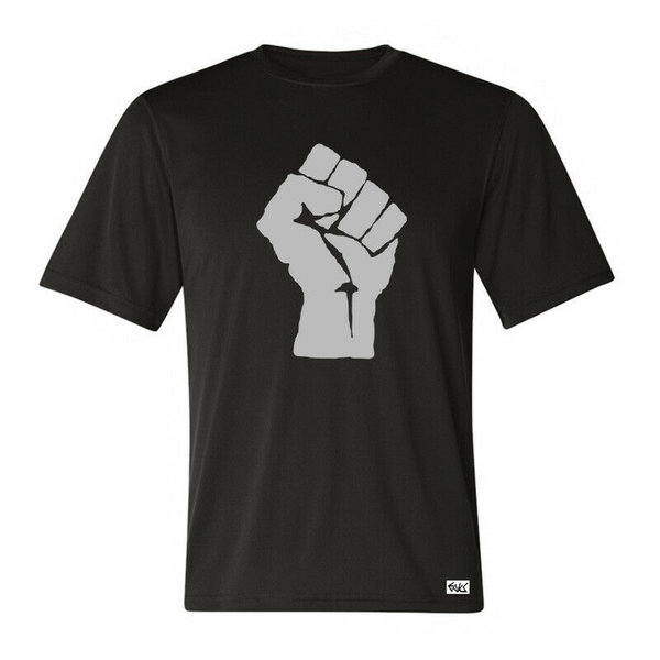 EAKS® Herren T-Shirt "Motiv: RAISED FIST" grau erhobene Faust Symbol Revolution Hardcore-Style