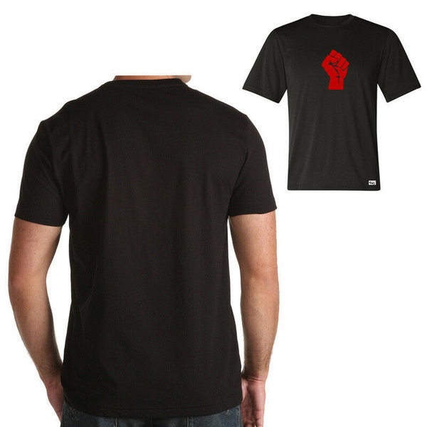EAKS® Herren T-Shirt "Motiv: RAISED FIST" rot / weiß erhobene Faust Symbol Revolution Hardcore-Style