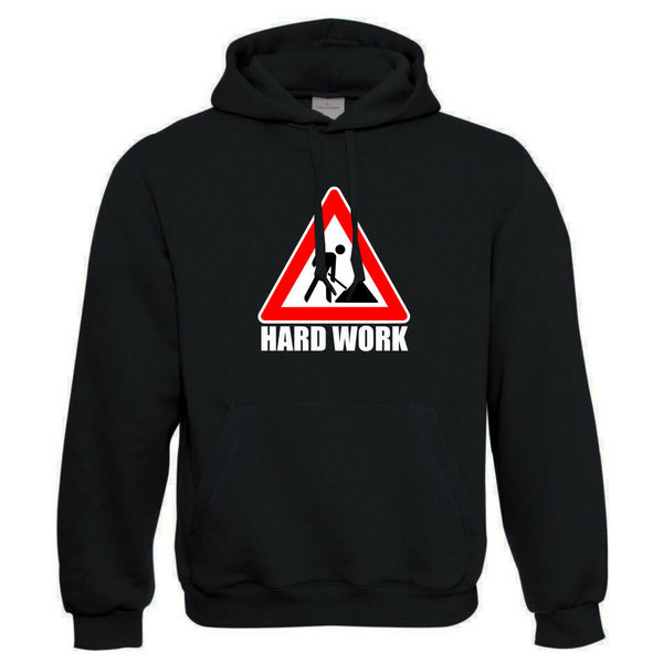EAKS® Hoodie "Motiv: HARD WORK" Hoody Kapuzenpullover Baustellenschild Straßenbau Bauarbeiter