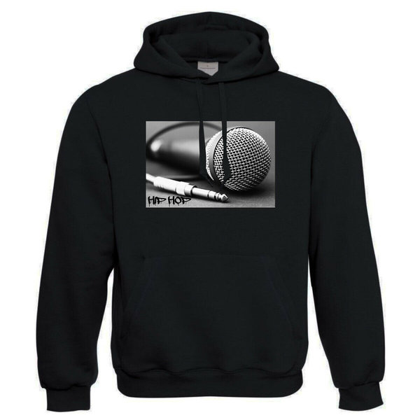 EAKS® Hoodie "Motiv: HIP HOP MIC" Hoody Kapuzenpullover Rap Mikrofon microphone Musik Musiker Sänger