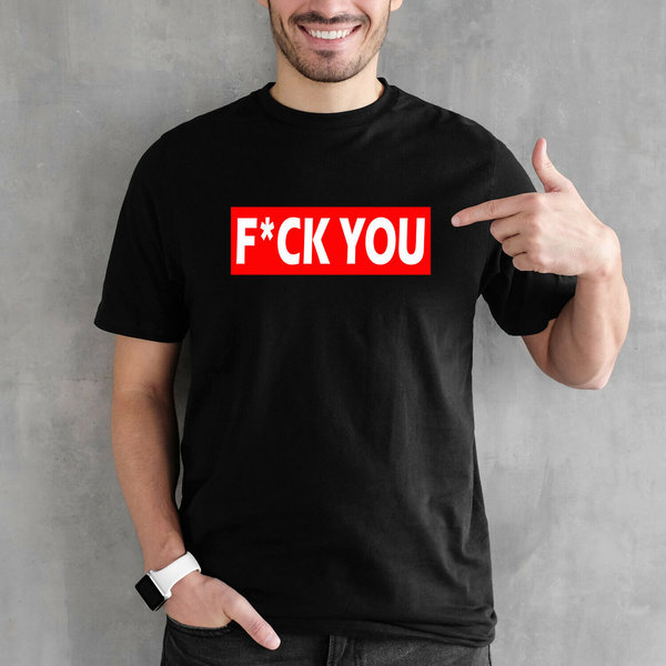 EAKS® Herren T-Shirt "FUCK F*CK YOU" Fun Spaß Spruchshirt Hardcore-Metal Hip Hop Rap witzig funny