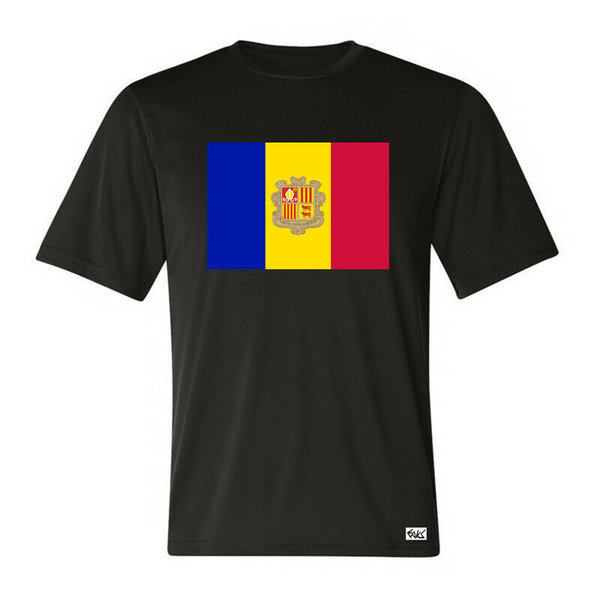 EAKS® Herren T-Shirt "PRINCIPAT D'ANDORRA FLAGGE" Fahne Pyrenäen Fußball EM WM Sport Urlaub Reisen
