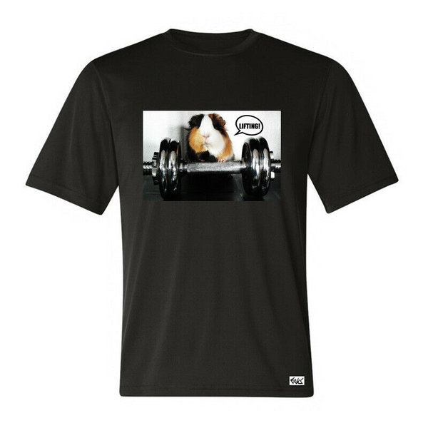 EAKS® Herren T-Shirt "WEIGHT LIFTING GUINEA PIG" Meerschweinchen Bodybuilding Fitness Fun Shirt
