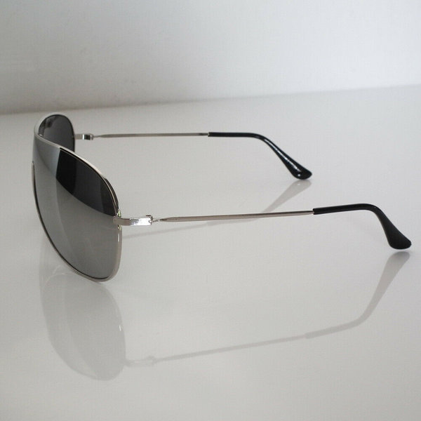 EAKS® Designer Sonnenbrille Pilotenbrille Fliegerbrille Pornobrille silber vollverspiegelt