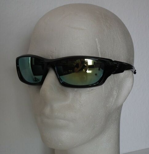 EAKS® Herren Designer Sport / Biker / Gangster Rad Sonnenbrille schwarz, türkis verspiegelte Gläser