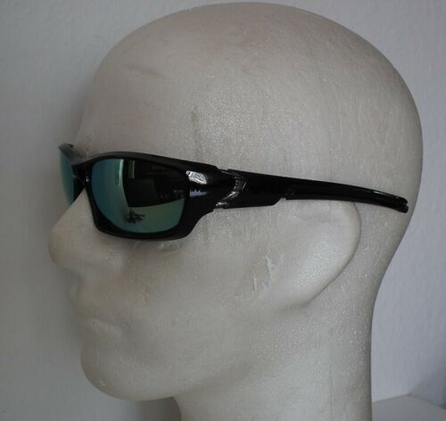 EAKS® Herren Designer Sport / Biker / Gangster Rad Sonnenbrille schwarz, türkis verspiegelte Gläser