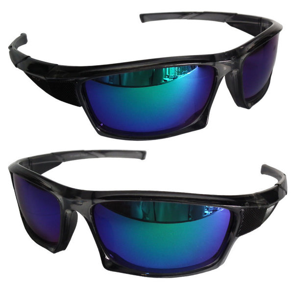 EAKS® Herren Designer Sport Biker Rad Hip Hop Sonnenbrille grau, blau verspiegelte Gläser