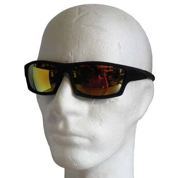 EAKS® Herren Designer Sport Biker Hip Hip Rad Sonnenbrille schwarz, gelb-orange verspiegelt