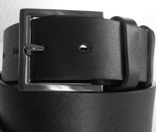 EAKS® Herren / Damen Designer Gürtel schwarz Leder+ Lederimitat Jeansgürtel Anzuggürtel Breite 3,8cm