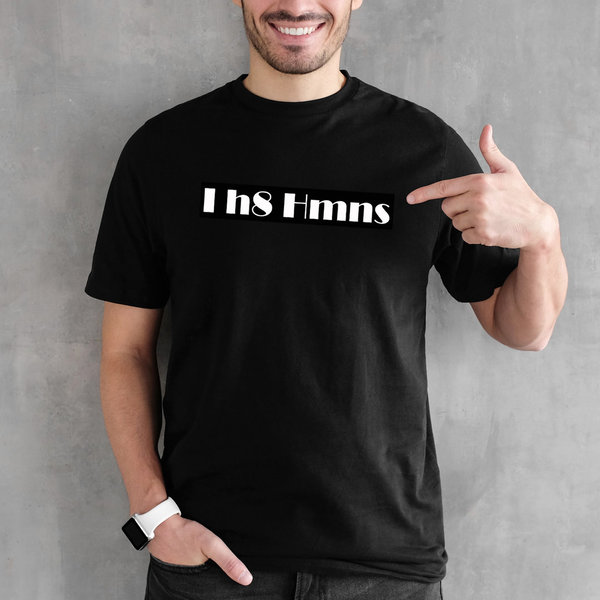 EAKS® Herren T-Shirt "I h8 Hmns" I hate Humans Fun Kult Shirt Ich hasse Menschen Funshirt Kultshirt