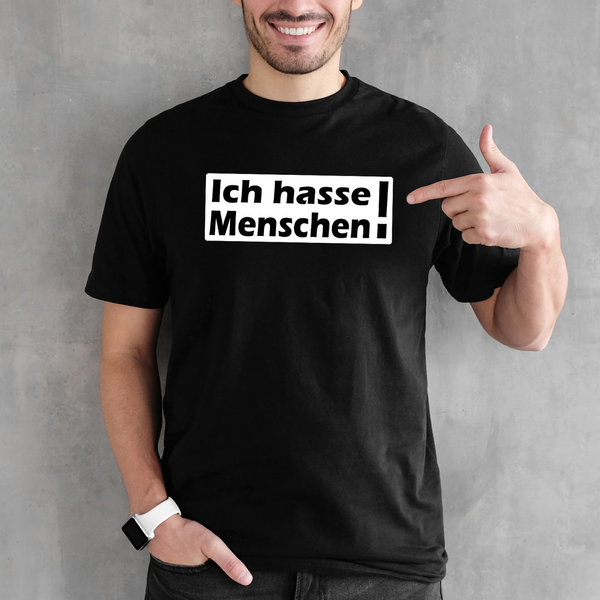 EAKS® Herren T-Shirt "Ich hasse Menschen" Fun Spaß Kult Funshirt Spaßshirt Spruchshirt  Spruch Shirt