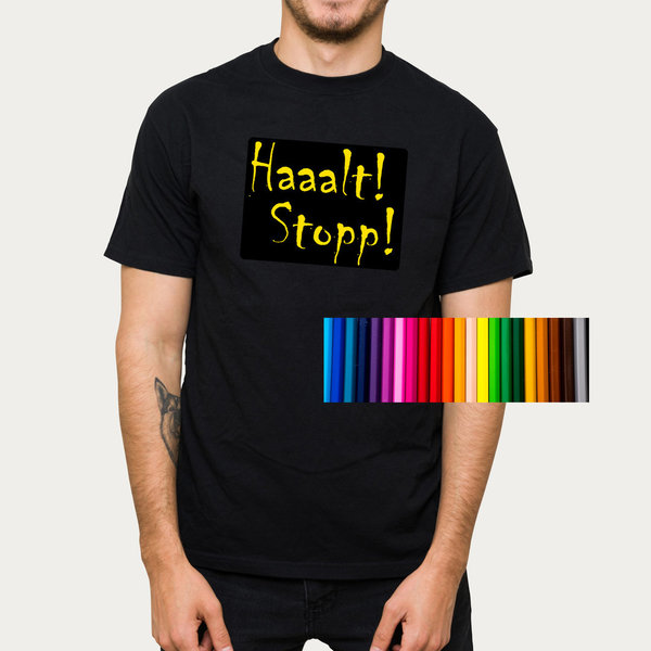 EAKS® Herren T-Shirt "Motiv: Halt Stop ! " Fun Shirt Psycho Andreas Spaß Shirt Kult Assi-TV Funshirt