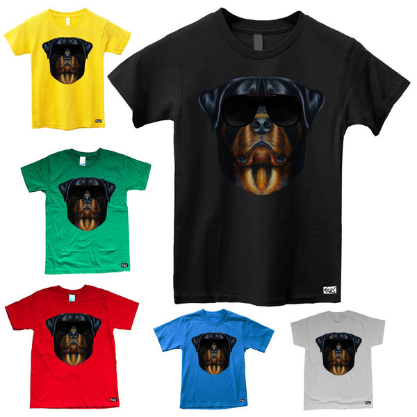 EAKS® Kinder T-Shirt "Rottweiler mit Sonnenbrille"